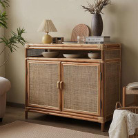 Bayou Breeze 39.37" Wood Colour Standard Solid Wood Accent Cabinet