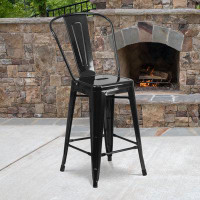 Trent Austin Design Iddings 24" High Metal Indoor-Outdoor Counter Height Stool with Back
