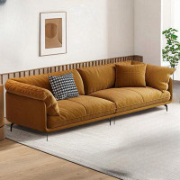 Everly Quinn 72.83" Brownness 100% Polyester Standard Sofa cushion couch