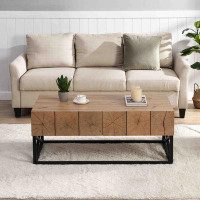 Springland 43.31'' Luxury Coffee Table With Two Drawers, Industrial Coffee Table For Living Room, Bedroom & Office