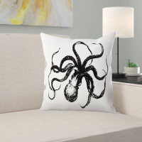 East Urban Home Octopus Black Throw Pillow