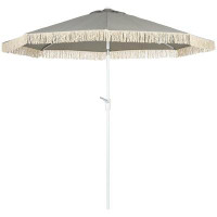 Outsunny Outdoor Patio Umbrella with Tilt, Vent and Crank, for Table, Grey