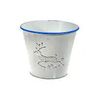 Millwood Pines Metal White Round Planter With Embossed Reindeer - Set Of 2