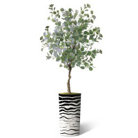 SIGNLEADER Artificial Tree In Modern Planter, Fake Eucalyptus Silk Tree Home Decoration (Plant Pot Plus Tree)