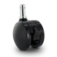 Outwater 2" Wheel Diameter | Black Nylon Swivel Non Hooded Twin Wheel Furniture Caster With Brake | 7/16 X 7/8" Friction
