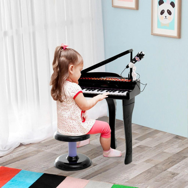 MINI ELECTRONIC MUSICAL PIANO 37 KEY KEYBOARD MULTIFUNCTION KIDS TOY WITH MICROPHONE STOOL in Toys & Games - Image 2
