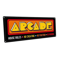 Latitude Run® Indoor-Outdoor Retro Arcade Metal Sign, Wall Art For Masculine Decor, Clubhouse Decor, Smoking Lounge, Mov