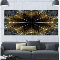 Design Art 'Symmetrical Gold Fractal Flower' Graphic Art Print on Wrapped Canvas