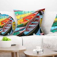 East Urban Home Rowing Boats on the Lake in Pokhara Pillow