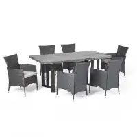Red Barrel Studio Eginhard Ortonville Outdoor 7 Piece Dining Set with Cushions