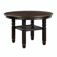 Red Barrel Studio Brown and Black White Finish 1pc Dining Table with Display Shelf Transitional Style Furniture