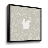 Red Barrel Studio Floral Squirrel Gallery Wrapped Floater-Framed Canvas