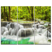 Made in Canada - Design Art Erawan Waterfall View - 3 Piece Graphic Art on Wrapped Canvas Set