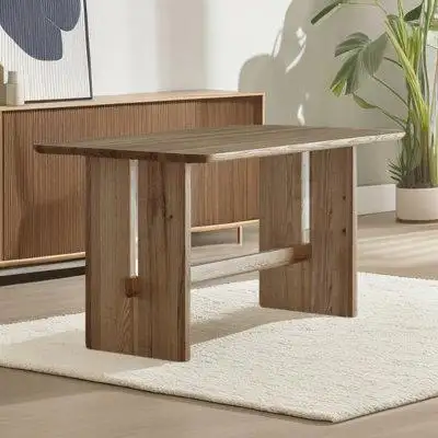 ULTORU 86.61" Burlywood Rectangular Solid Wood Dining Table
