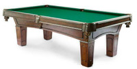 MAJESTIC ASCOT  POOL TABLE INSTALLED WITH ACCESSORIES. BLACK AND WALNUT FINISH