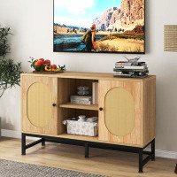 Beachcrest Home Scheel Wicker TV Stand for TVs up to 55" with 2 Cabinets