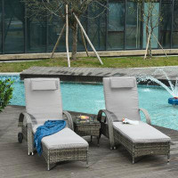 Red Barrel Studio Wicker Patio Lounger Set with Padded Cushions