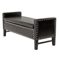 Wildon Home® 50" Espresso Upholstered PU Leather Bench With Flip Top