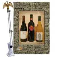 Breeze Decor 3 Wine Bottles - Impressions Decorative Aluminum Pole & Bracket House Flag Set HS117043-BO-02