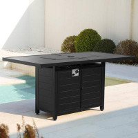 Arlmont & Co. 62.5"H X33"W Iron Propane Outdoor Fire Pit Table With Lid