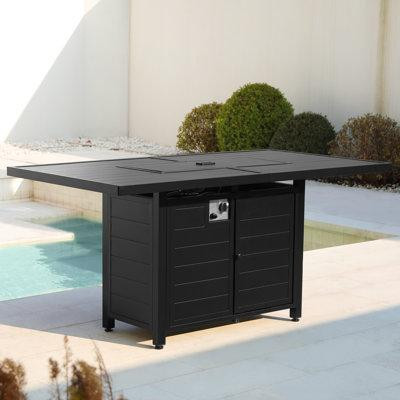 Arlmont & Co. 62.5"H X33"W Iron Propane Outdoor Fire Pit Table With Lid in BBQs & Outdoor Cooking