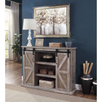 Rosalind Wheeler Arthi TV Stand with 2 Barn Sliding Doors and Farmhouse Style, Rustic Brown