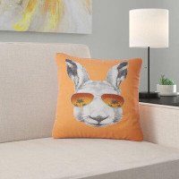 East Urban Home Animal Funny Rabbit with Sunglasses Pillow