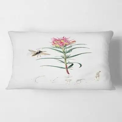 East Urban Home Vintage Insects And Plants I Floral Lumbar Pillow