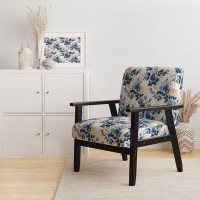 Winston Porter Cobalt Blue Cameo Trellis Victorian Pattern - Upholstered Cottage Arm Chair