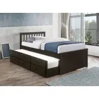 Wildon Home® Grey Captain Bed Made Of Wood And 6 Pull-Out Drawers - 39'' Single