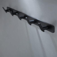 Accentuations by Manhattan Comfort Matte Black Stainless Steel Wall-Mount Coat Rack - Modern 5-Hook Design For Home Or O