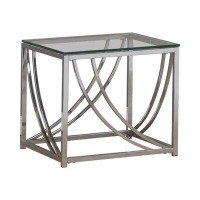 Orren Ellis Glass Top Square End Table, Chrome