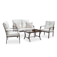 Furniture of America Yilly 4 Piece Complete Patio Set with Cushions