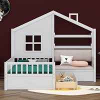 Harper Orchard Blazek Twin Size Kids Platform Bed with Two Drawers and Storage Shelf