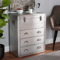 17 Stories Serge French Industrial Silver Metal 3-Drawer Accent Storage Cabinet