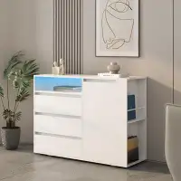 Ebern Designs Storage cabinets with LEDs, 3 drawer sofa side cabinet