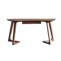 Orren Ellis 70.87" Brown Novelty Solid Wood Desk,1-drawer