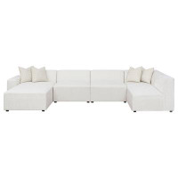 Alma Freddie 6-piece Upholstered Modular Sectional Pearl Left