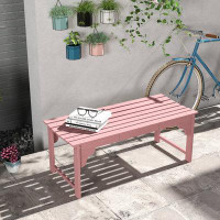 Winston Porter Wooden Garden Stool with Slatted Seat Front Porch Bench, Natural