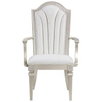 Andrew Home Studio Priour Tufted Upholstered Back Arm Chair in Ivory/Silver Oak