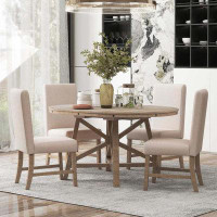 Gracie Oaks 5-Piece Retro Functional Dining Set with Removable Middle Leaf and 4 Upholstered Chairs