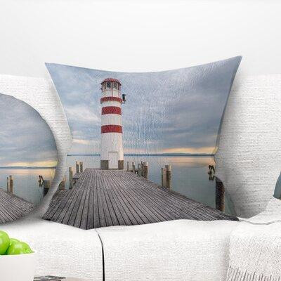 East Urban Home Bridge Lighthouse at Lake Neusiedl at Sunset Pillow in Bedding