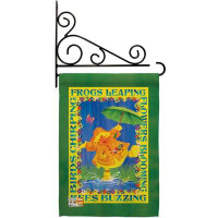 Breeze Decor Spring Duckling - Impressions Decorative Metal Fansy Wall Bracket Garden Flag Set GS105058-BO-03