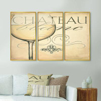 Design Art French Chateau White Wine II - French Country Framed Canvas Wall Art Set Of 3