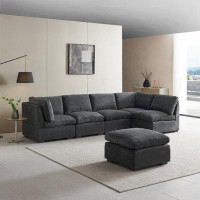 Hokku Designs Convertible Modern Luxury Sectional Sofa Couch For Living Room Quality Corduroy Upholstery Modular Sofa So
