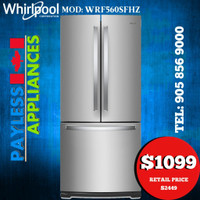 Whirlpool WRF560SFHZ 30 French Door Fridge With 20 Cu. Ft. Capacity Stainless Steel Color