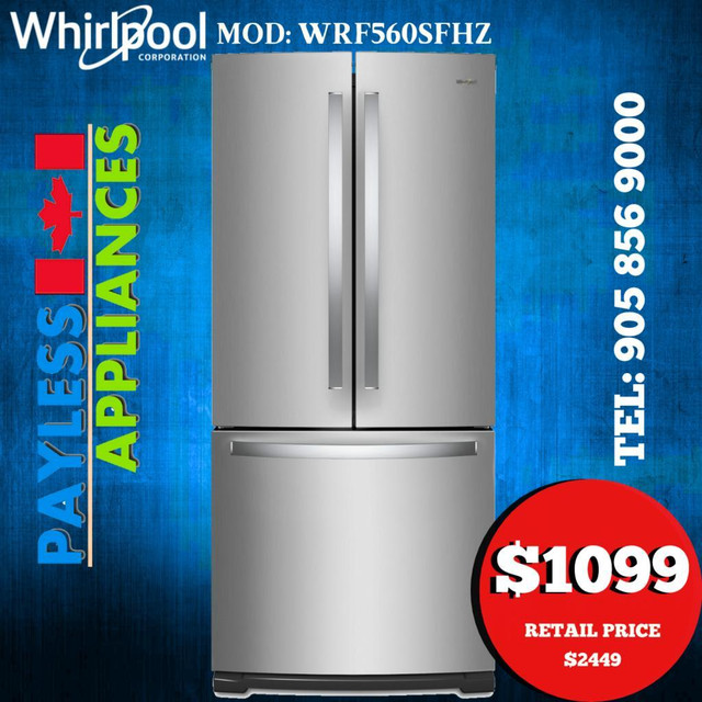 Whirlpool WRF560SFHZ 30 French Door Fridge With 20 Cu. Ft. Capacity Stainless Steel Color in Refrigerators in Mississauga / Peel Region