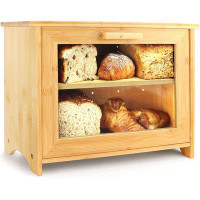 Wildon Home® Bread Box For Kitchen Countertop - Double Layer Bread Storage Bin With Clear Windows - Rustic Farmhouse Sty