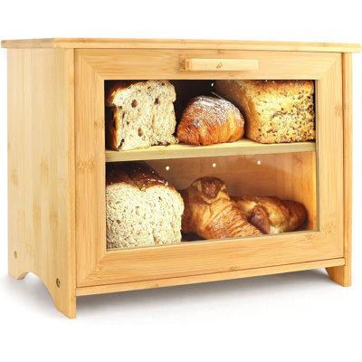 Wildon Home® Bread Box For Kitchen Countertop - Double Layer Bread Storage Bin With Clear Windows - Rustic Farmhouse Sty in Other