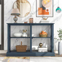Longshore Tides Console Table With 3-Tier Open Storage Spaces And “X” Legs, Narrow Sofa Entry Table For Living Room, Ent